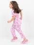 Frill Sleeves Puppy Themed Cotton Trouser Set (Light Pink)